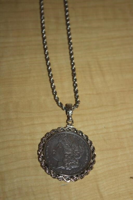 1897 MORGAN DOLLAR PENDANT WITH CHAIN