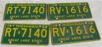 (3) 1968 Michigan license plates.