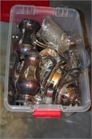 Tub lot of silver plate - coffee pot, pitchers,