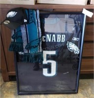 Framed Philidadelphia Eagles McNabb Jersey, Hat et