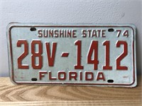 1974 Florida License Plate 28V 1412