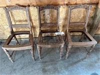 (3) Chairs, Carved, No Seats