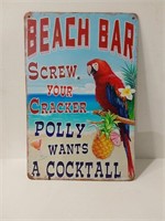 Vintage Tin Sign Beach Bar U15E