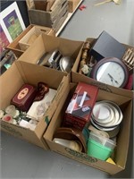 Four large boxes of housewares