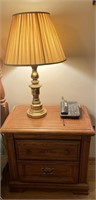 Wooden Side Table w/ Working Lamp