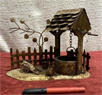 Vintage Copper Wishing Well Music Box Sculpture