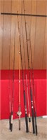 Lot of 7 Fishing Rods, 1 Reel