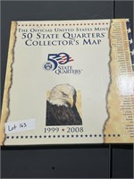 US MINT STATE QUARTERS AND MAP (MISSING AK AND HI)