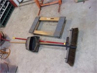 Push Broom, Dust Pan, and Furniture Dolly