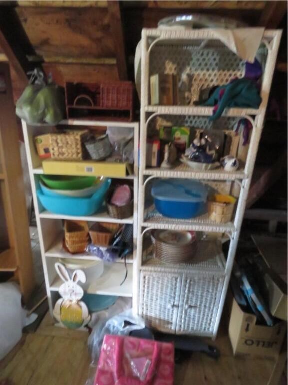 GROUP - DISHES, CONTAINERS, BASKETS, LIGHTS, SHEL,
