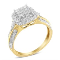 10K Yellow Gold Diamond Composite Halo Ring