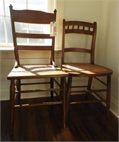 Lot #3537 - Antique Oak cane bottom side chair