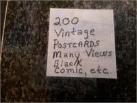 200 VINTAGE POSTCARDS VIEWS BLACKS COMIS ETC.