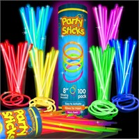 Glow Sticks Bulk Party Favors 100pk - 8"