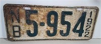 1922 New Brunswick License Plate