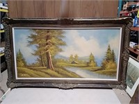 Large Signed Oil Painting 56x32.5"
