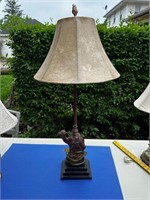 30" Brass Based Camel Lamp w/Ivory Suede Shade