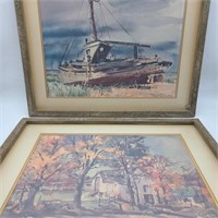 Pair of Barnwood Framed Cecil Johnson Prints