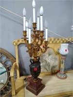 Large Candelabrum with Marble Base Lamp