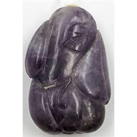 A Finely Carved Chinese Amethyst Gourd Snuff Bott