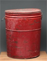 Vintage Red Galvanized Lidded Bucket