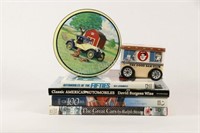 Classic Car Hard Cover Books w Tin Containers