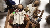 Woodenn country dolls and chair