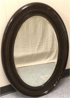 Oval Beveled Mirror with Wooden Frame