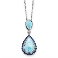 Sterling Silver Blue Crystal Larimar Necklace