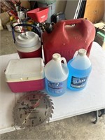 Gas Can, Windshield Wiper Fluid, Work Shop Clock,