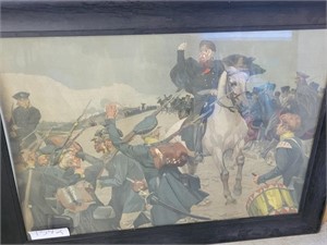 Antique George Lebrecht Military Painting see des