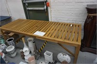 long wood table with slat top