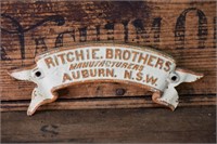 Ritchie Brothers Manufacturers Auburn NSW Plate