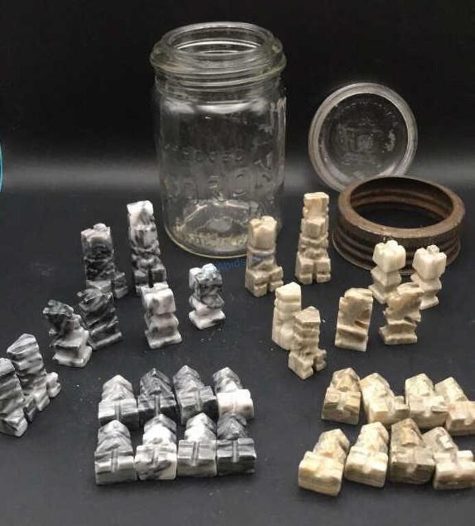 Chess Pieces in Corona Preserving Jar