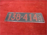 1929 Illinois Automotive License Plate.