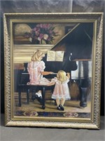 OIL ON CANVAS GIRLS PLAYING PIANO - 36 X 42