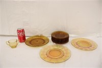 Amber Sandwich Glass Tidbit Plates & Dishes