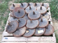 Pallet of cast iron closing wheels