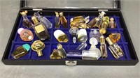 26 Small Perfume Bottles w/ Display Case
