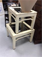 2 faux bamboo end tables