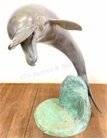 Bronze Dolphin Breaching The Surface Sculpture