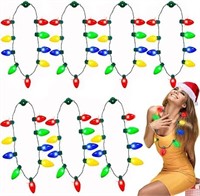 7 Pack Christmas LED Light Up Bulb Necklaces New
