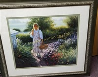 Child Gardening - matted and framed