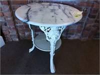 White Marble Topped Cast Iron Table