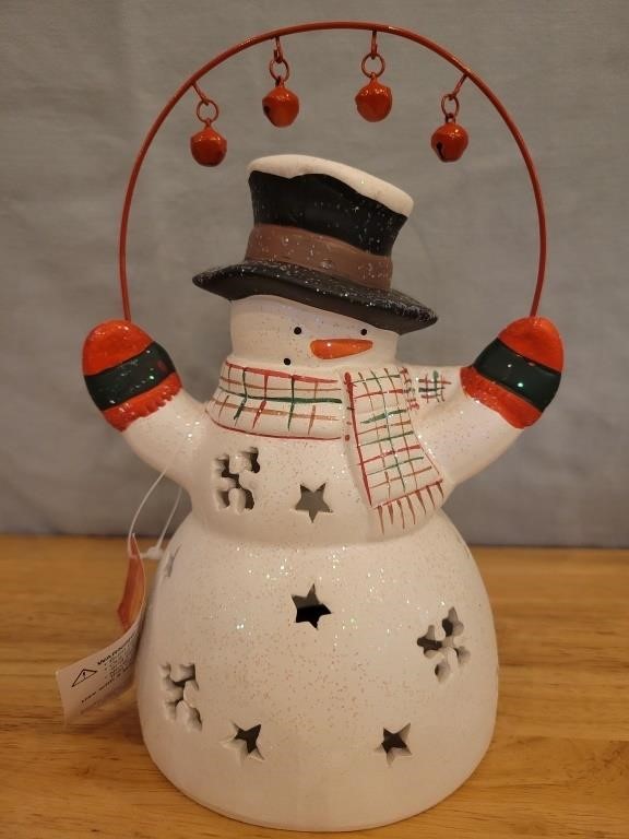 Snowman Tealight Holder w/ Tealight Candle