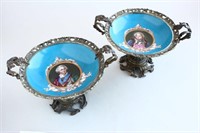 Pair of French Louis XV Style Porcelain Tazza,