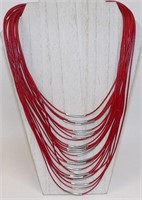 Multi Strand Red Cord Strand Necklace