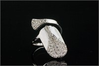 Sterling Silver Zirconia Nail Ring Retail $120