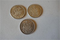 2 - 1964 & 1- 1966 Fifty Cent Coins