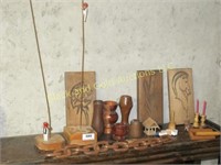 Lot of assorted wood carving projects, small size